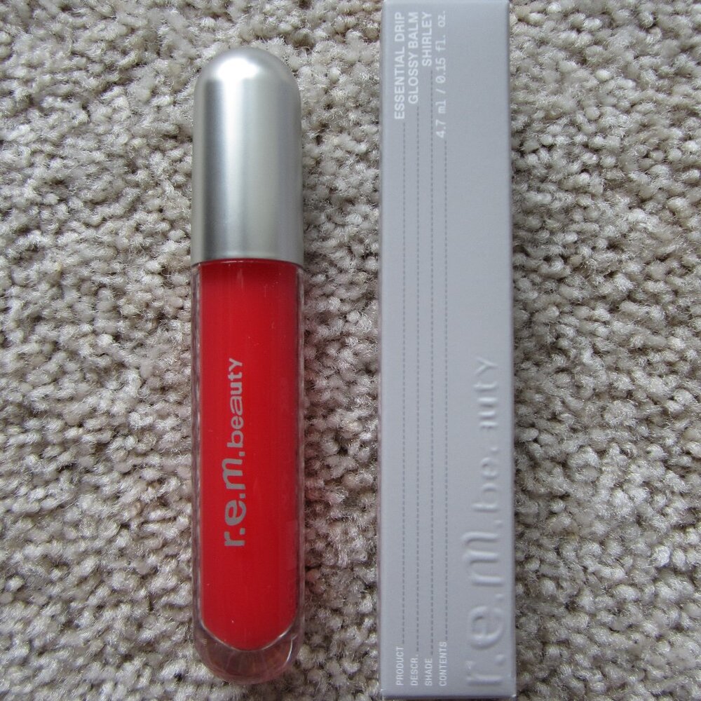 r.e.m. beauty Essential Drip Glossy Balm Shirley Red 0.15 oz.